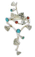 Southwest Silver Turquoise Coral Jewelry Ring Size 6-1/2 EX22758